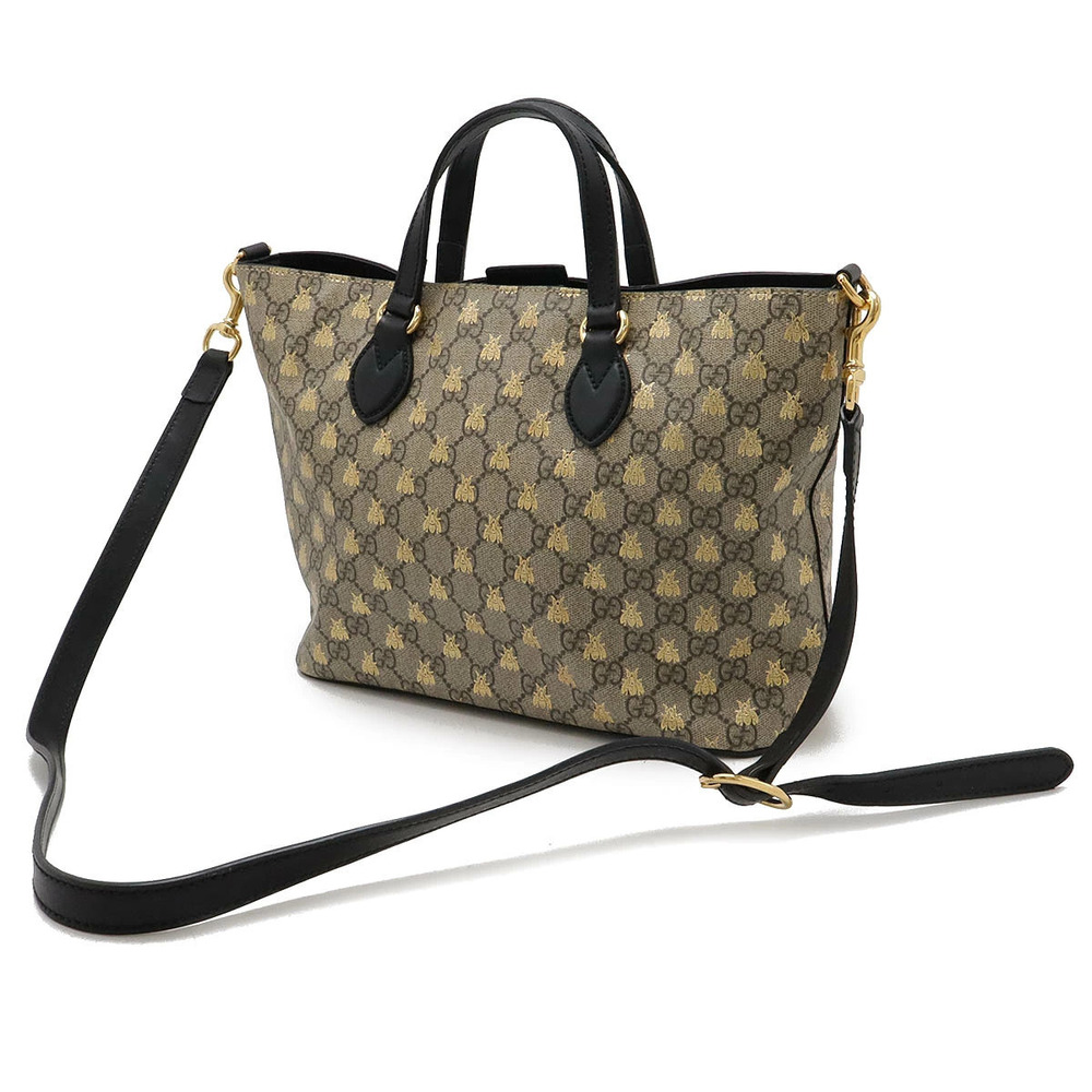 Gucci Leather Handbag Beige Tote Shoulder Bee Bag Black Supreme GG Tan Black